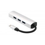 Wholesale USB 3.1 Type-C to 4 Port USB 3.0 Hub Aluminum Design for Andrioid Phone, Tablet, MacBook Pro, iMac, Google Chromebook Pixelbook, Other Laptop (Black)